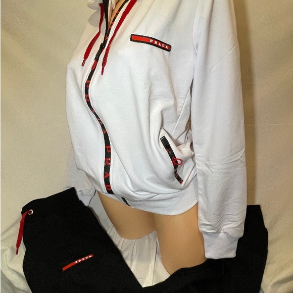 NEW PRADA ZIP HOODIE SWEATSHIRT JACKET & PANTS TRACK SET 2PC SET - Picture 2 of 8
